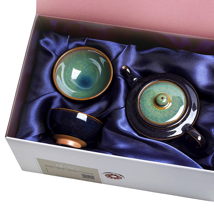 天目曜變(壺+2杯)3入禮盒｜2色可選