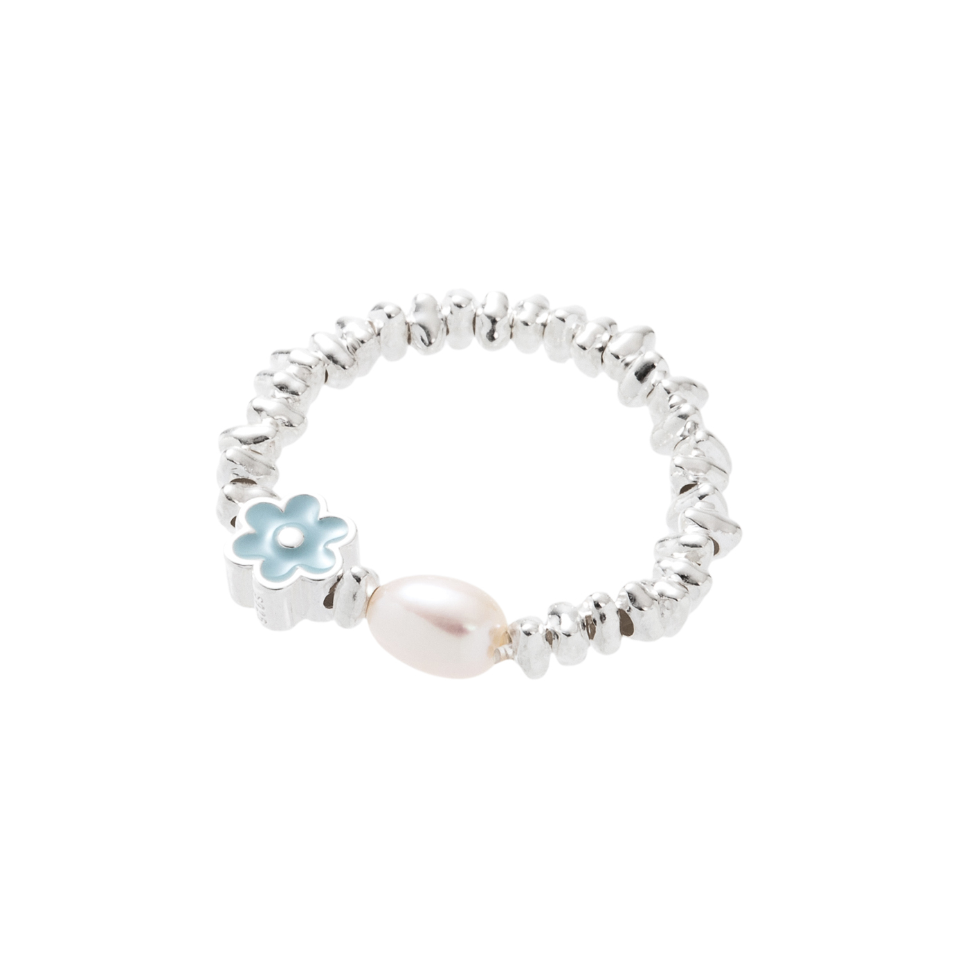 純銀,珍珠,小花,戒指,平價飾品