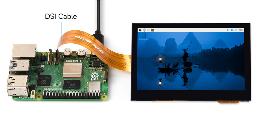 MIPI DSI 螢幕專用軟排線 12cm,22P 轉 15P,直排,連接範例