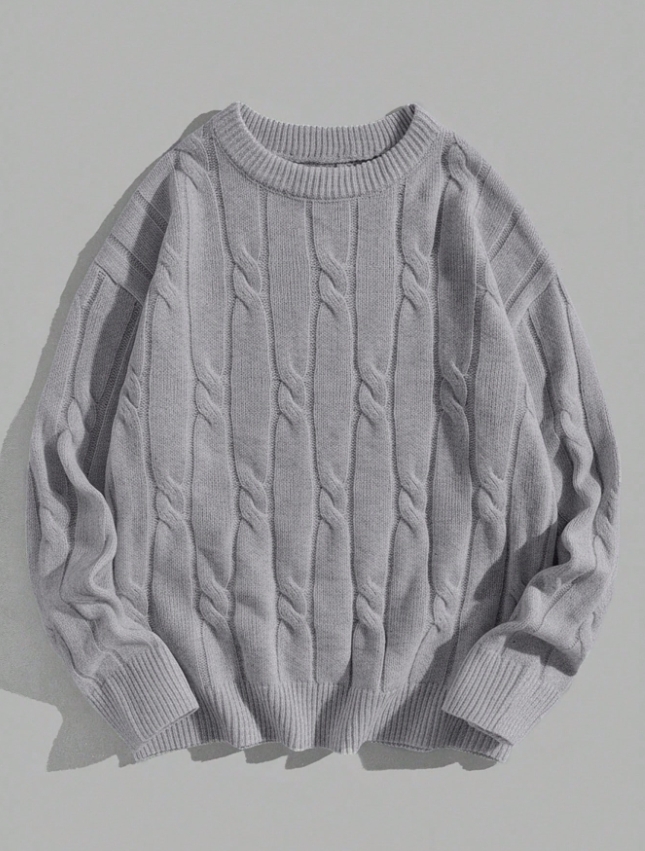 KADMAX大尺碼-大碼男針織灰色圓領大學TEE〈KSMS2685〉