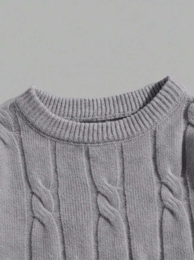 KADMAX大尺碼-大碼男針織灰色圓領大學TEE〈KSMS2685〉