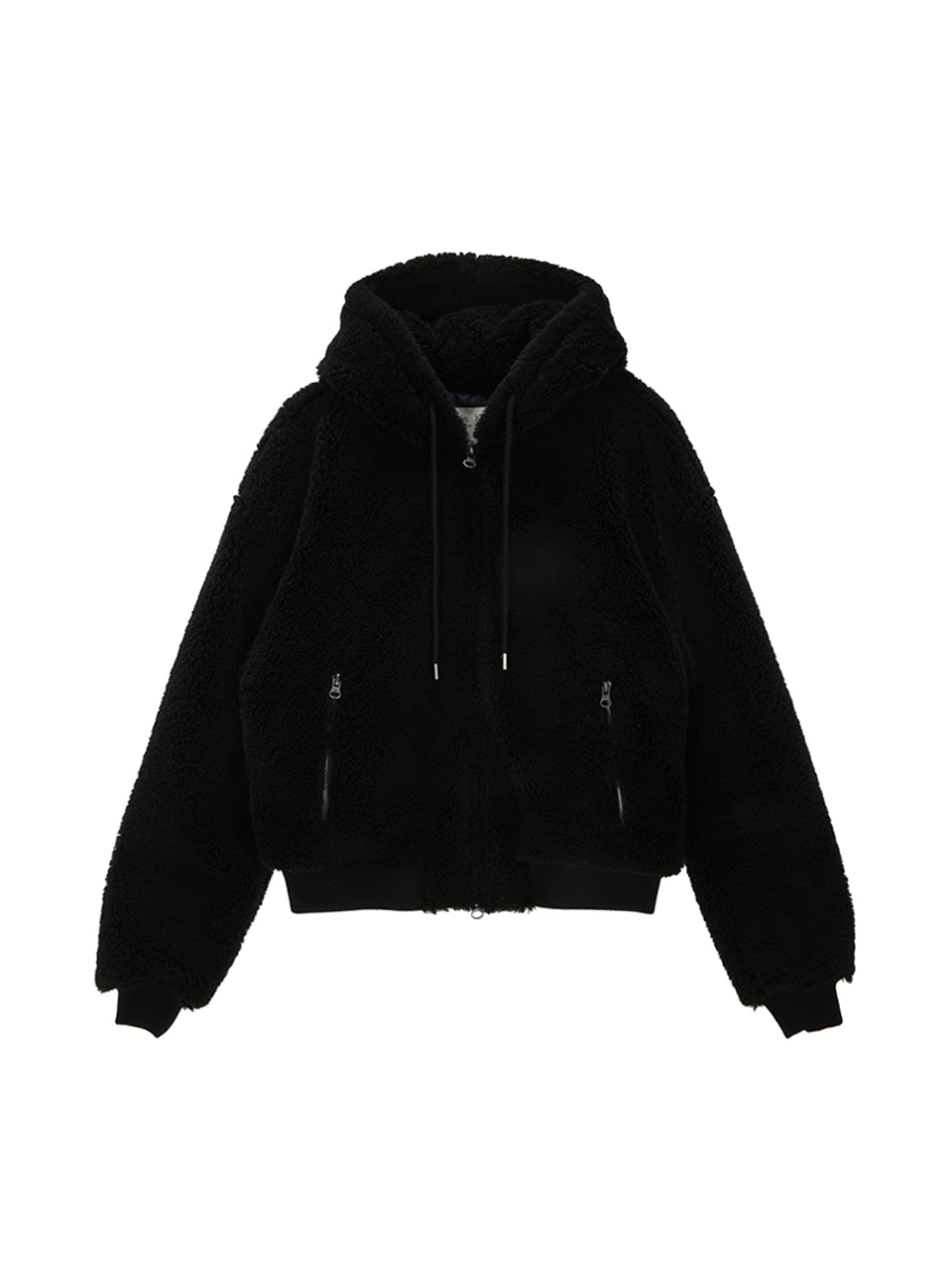 搖粒絨連帽外套女款 黑色