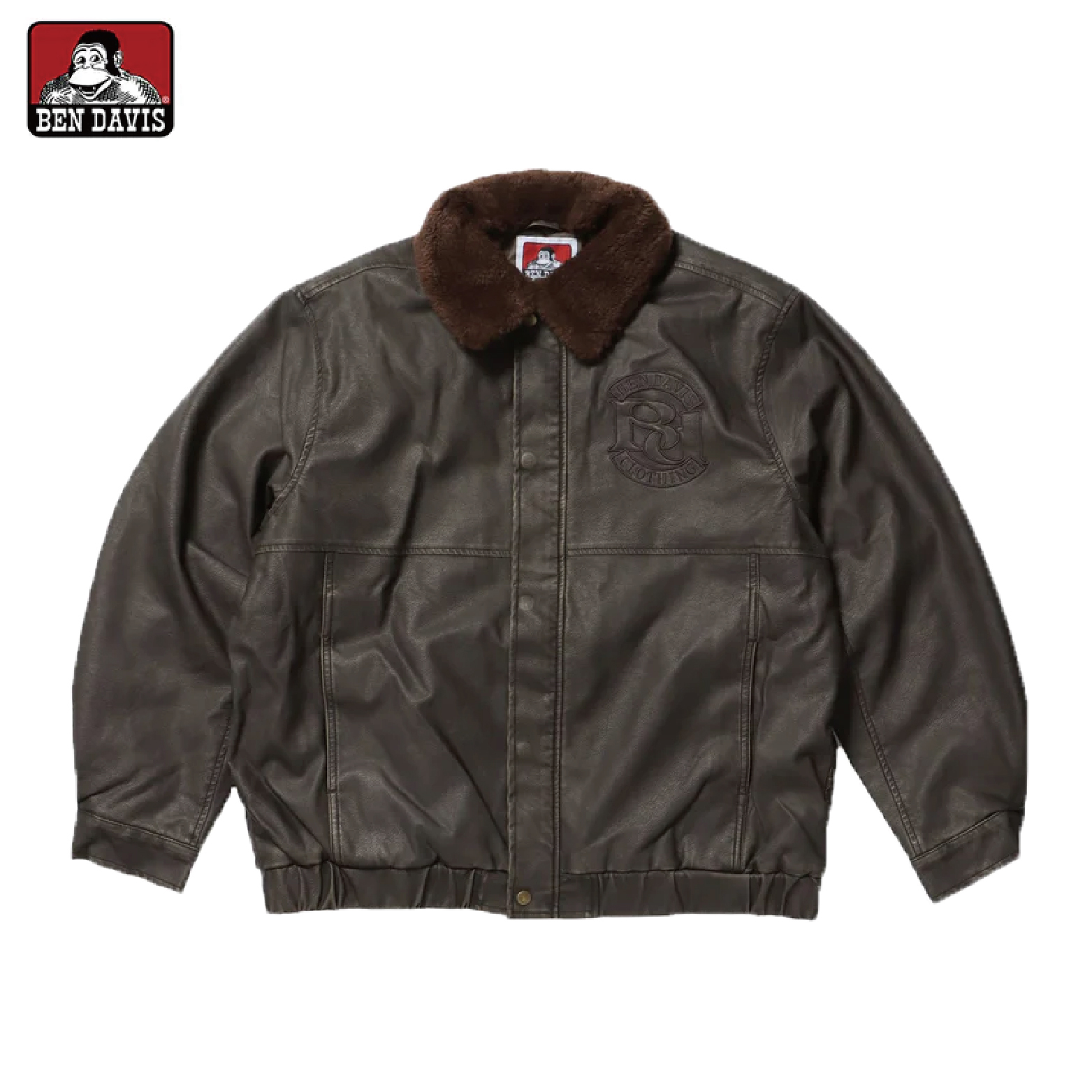 【 BEN DAVIS | 可拆式毛領皮衣夾克 - 咖啡 】