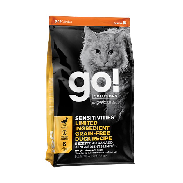 GO! Solutions 低敏美毛系列 無穀物 鴨肉 全貓配方 8LB [ Sensitivities ]