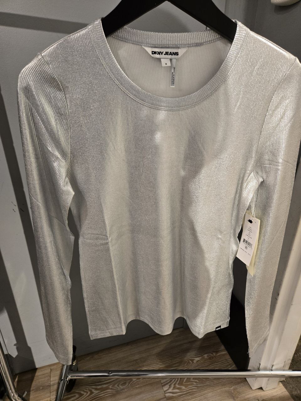 [U] DKNY EGGNOG/SILVER WOMEN'S LONG SLEEVE BLOUSE ECRU, DJ5T1567-OJM (UD14)