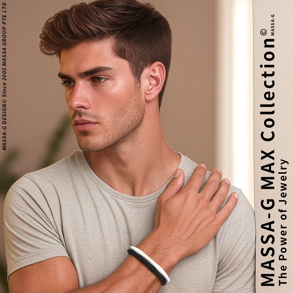 MASSA-G Tai-Chi鈦極系列 鈦黑極白鍺鈦手環(兩條)