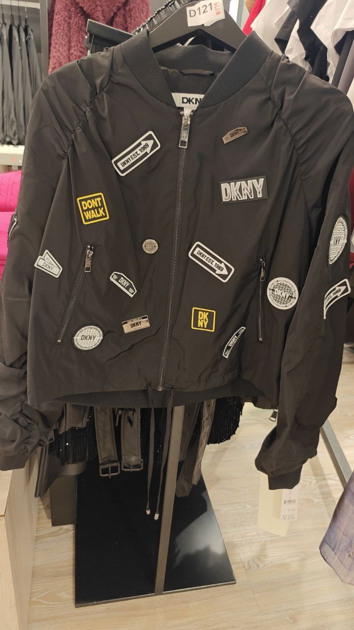 [U] DKNY BLACK WOMEN'S CROPPED EMBELLISHED BOMBER JACKET, P4BCFWPH-BLK (UD121)