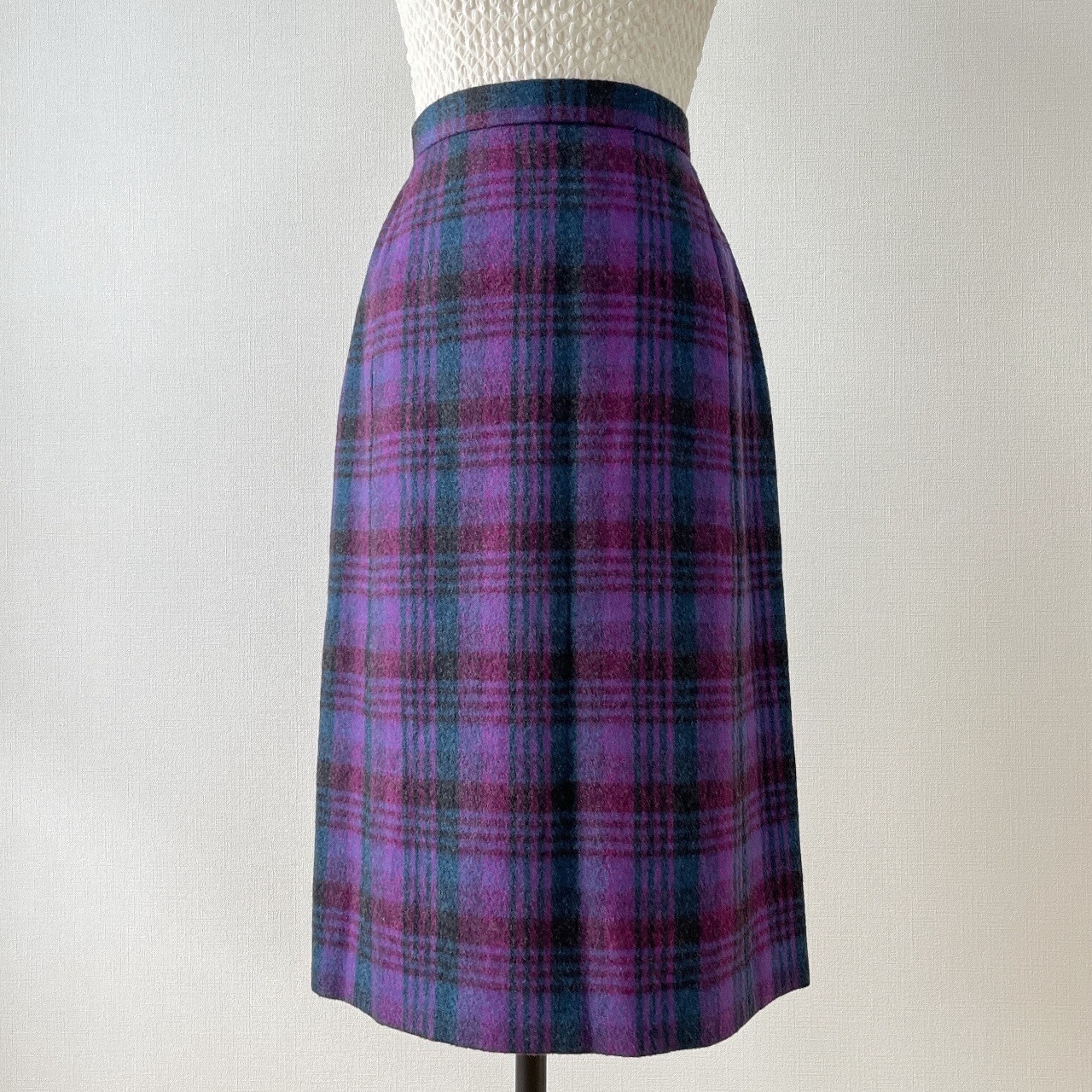 紫色格紋羊毛裙
