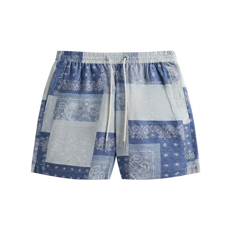 KITH WASHED PAISLEY SHORT 'Light Indigo' 水洗變形蟲 休閒 短褲【KHM060536-415】