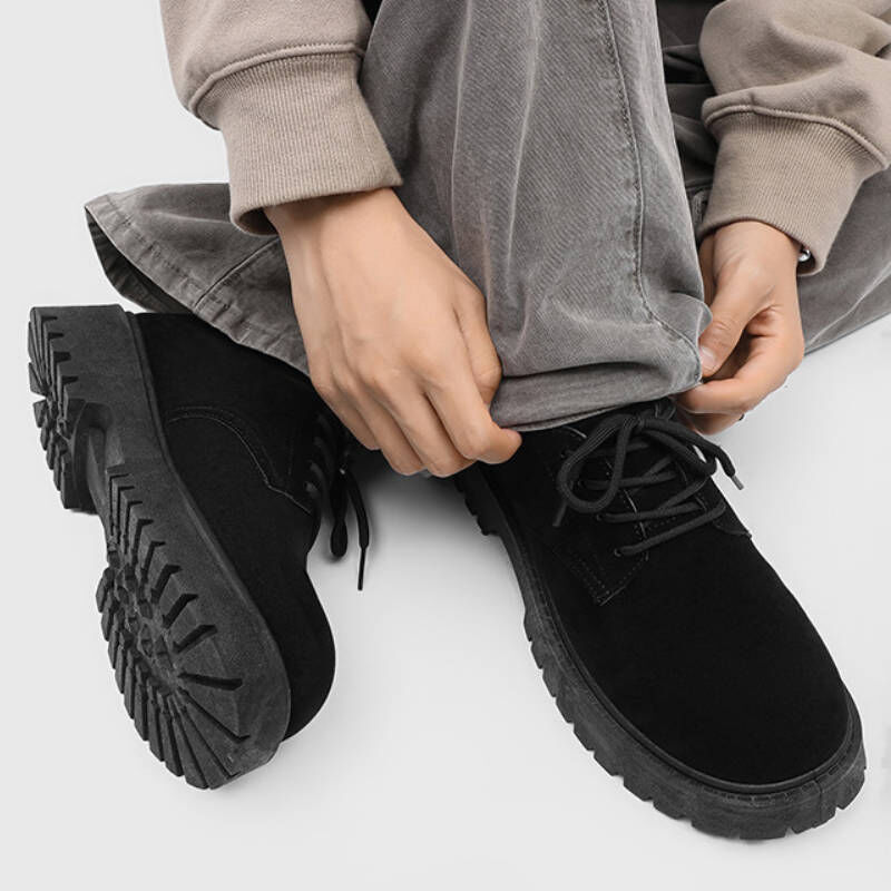 2025新款低調奢華高質感法蘭絨5cm厚底增高德比鞋，小個子穿搭顯高必備