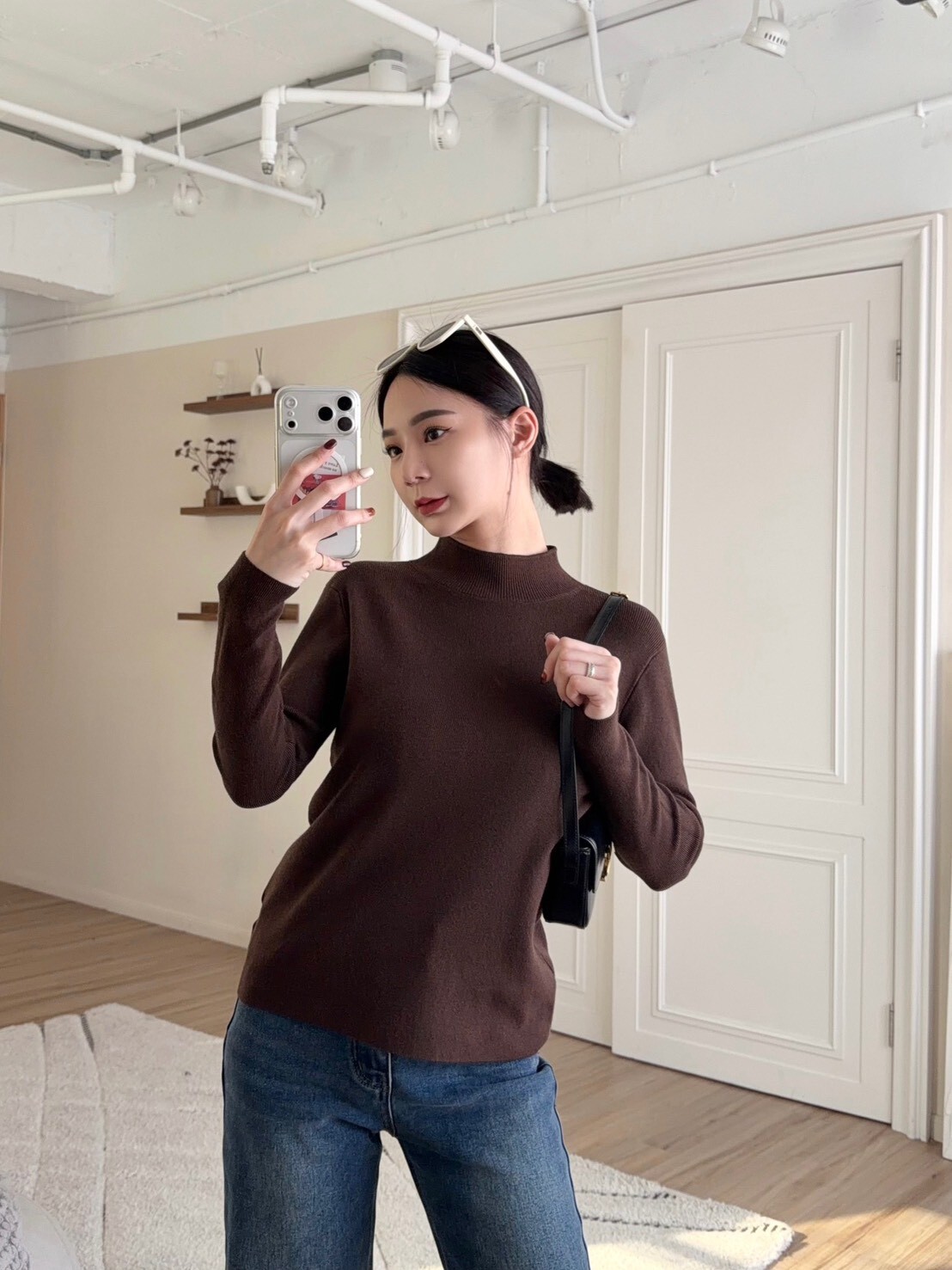 微高領針織打底上衣