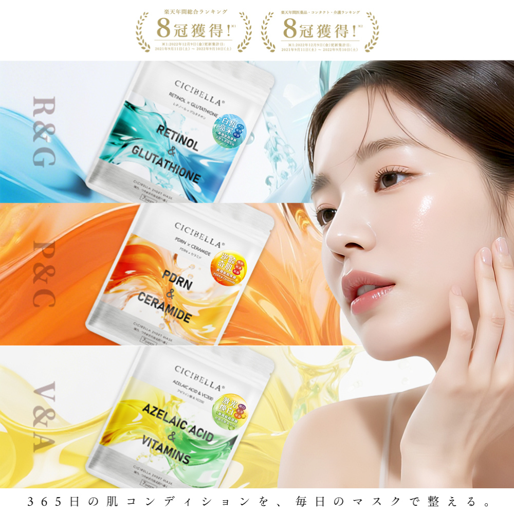 CICIBELLA A醇&穀胱甘肽白皙亮采面膜7入 NEW