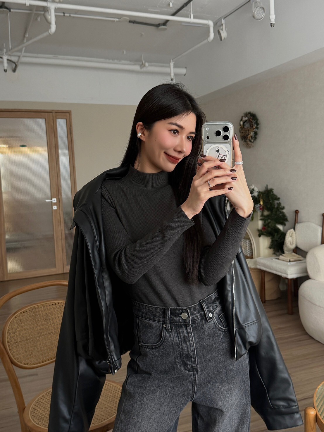 微高領針織打底上衣