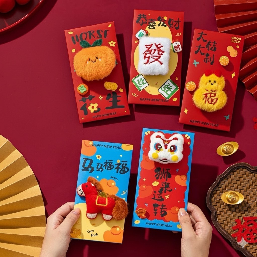 (預購商品) 2026 絨毛立體紅包 3入組 款式隨機 不挑款