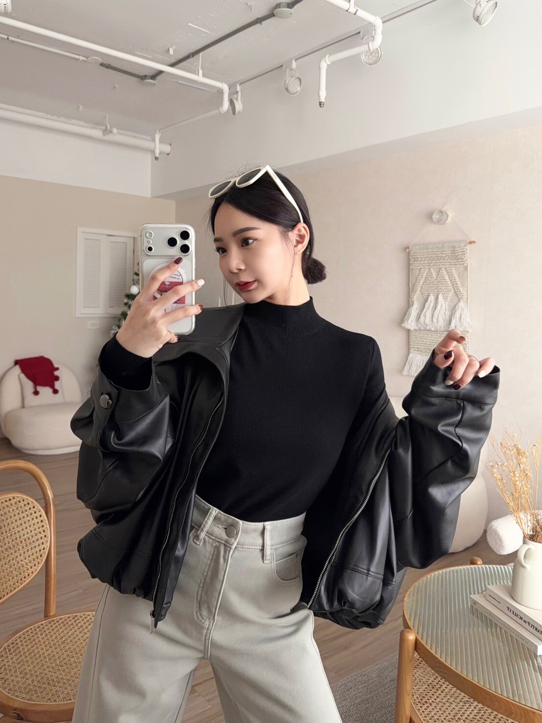 微高領針織打底上衣