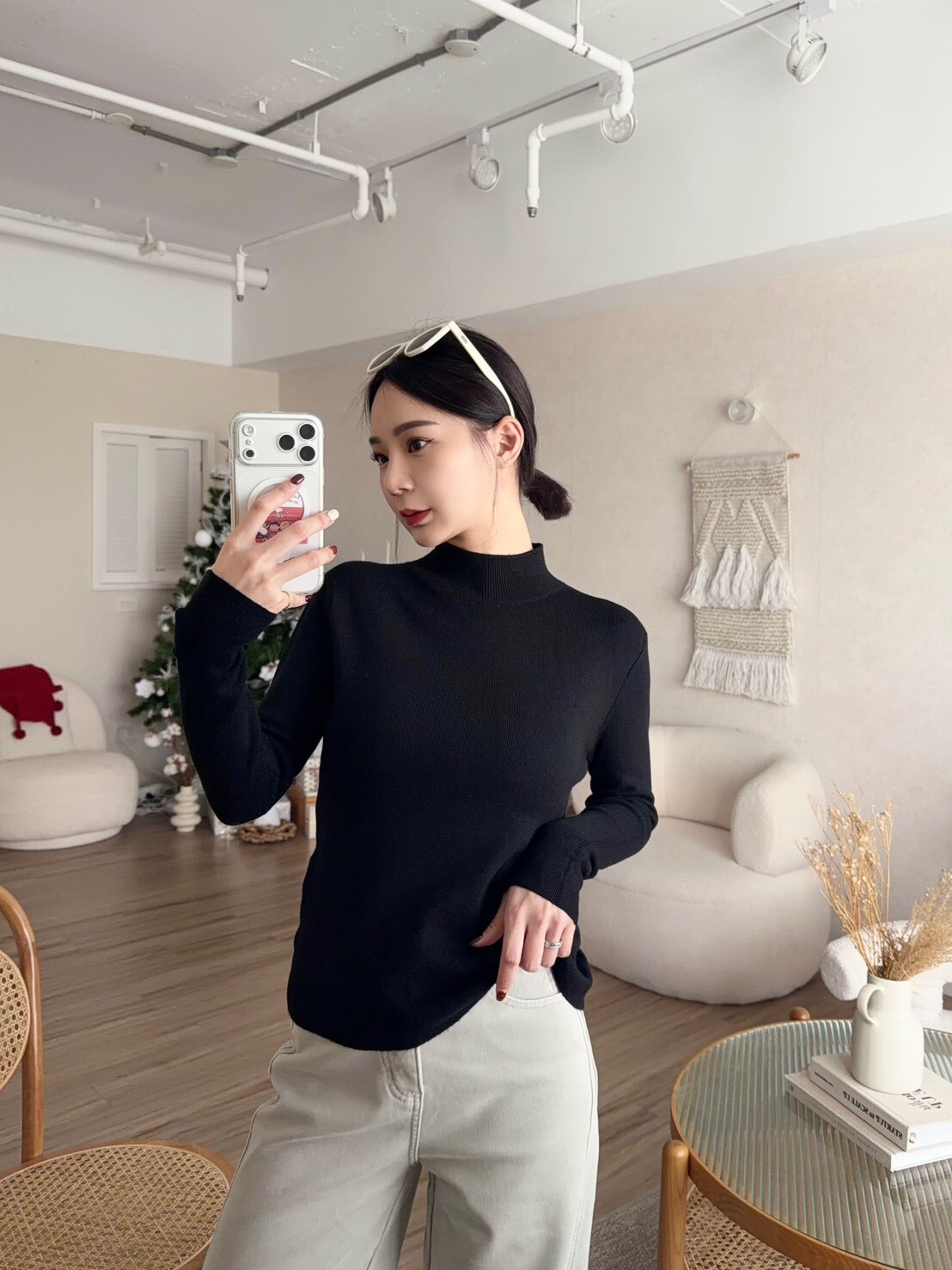 微高領針織打底上衣