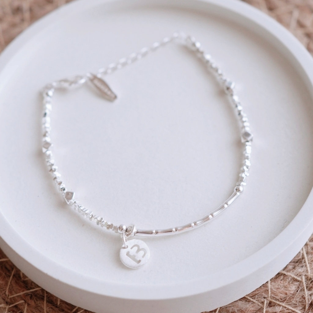 字母手鍊客製 和煦之境純銀手鍊/SB080| 聖誕禮盒禮物 925純銀手鏈 女生手鏈 情人節禮物 極簡圓弧手串