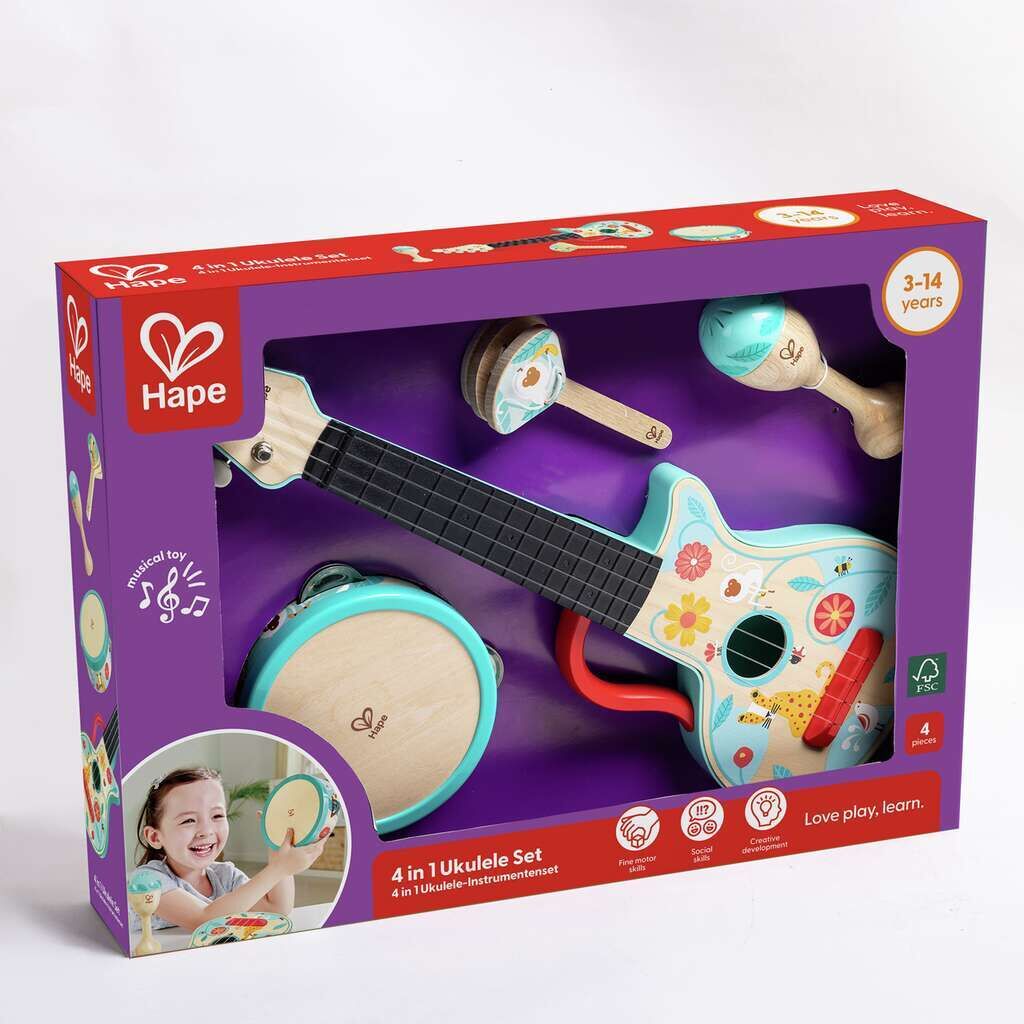 Hape 4 in 1 Ukulele Set, E0638
