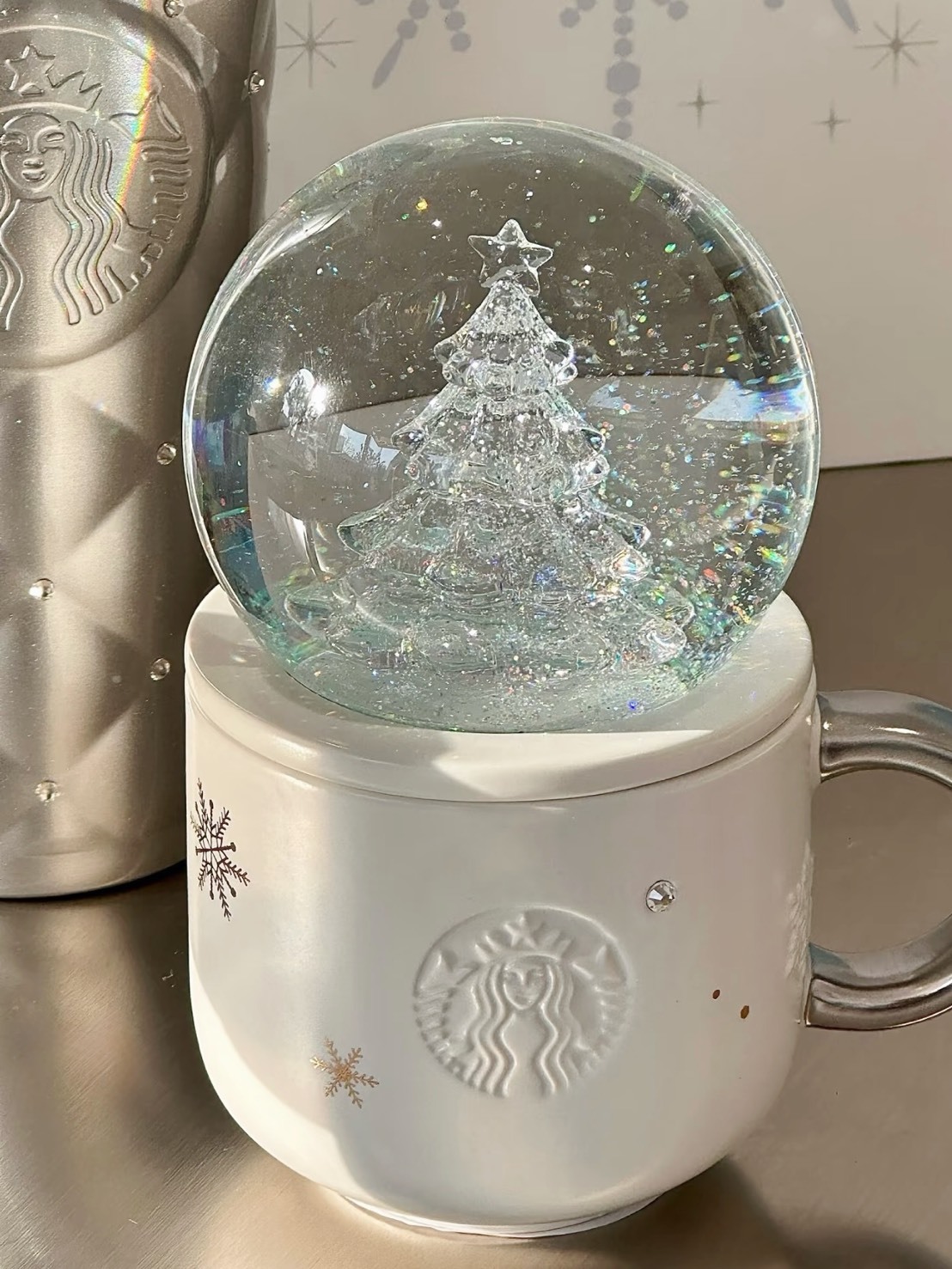 STARBUCKS 星巴克 飄雪 聖誕 水晶球 馬克杯 180ML
