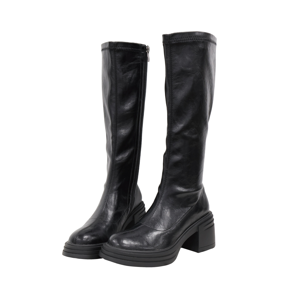 (現+預) 柔軟百搭粗跟長靴 -2色