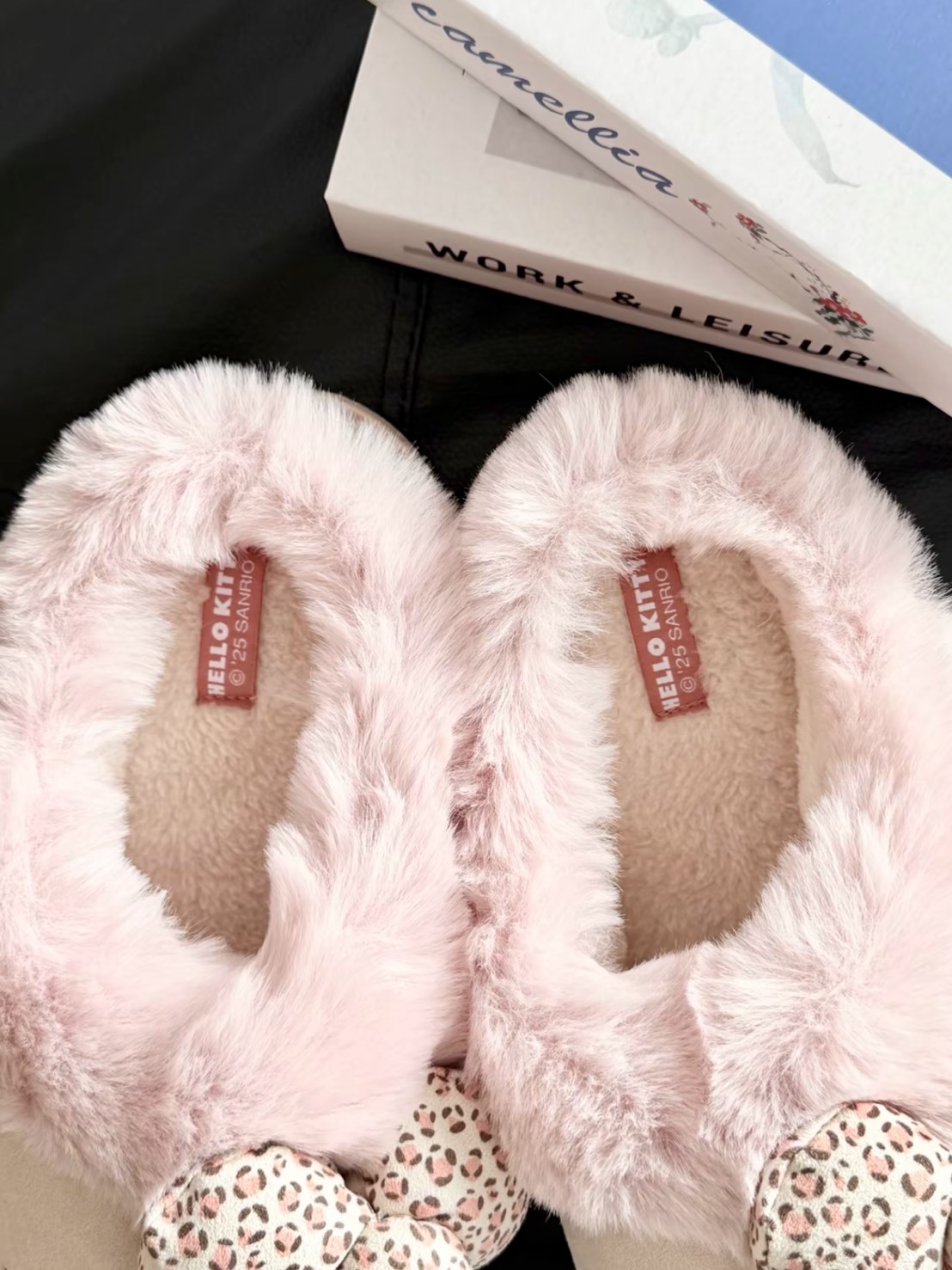 三麗鷗 KITTY 蝴蝶結 豹紋 厚底 毛毛拖