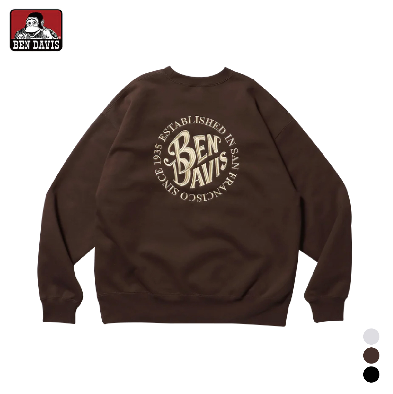 【 BEN DAVIS | CIRCLE EMB CREW 圓領刺繡大學TEE - 3色 】