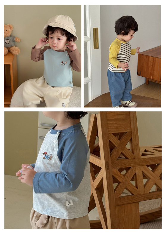 狗狗貼布插肩上衣(73-120)