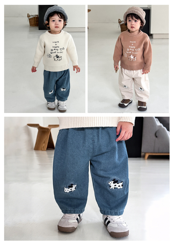 狗狗貼布梭織休閒褲(73-120)