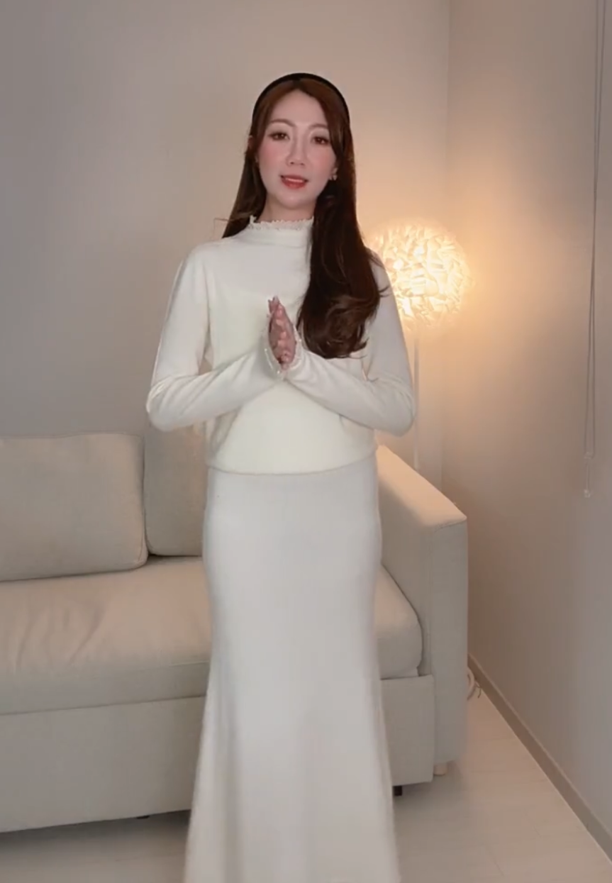 *BJ2 MADE SERIES* 貂絨安哥拉絨🐏THE MINK HAIR + ANGORA + WOOL KNIT MERMAID DRESS KR 1204A