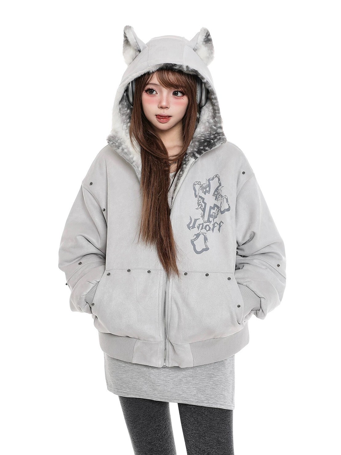 十字惡魔角連帽外套