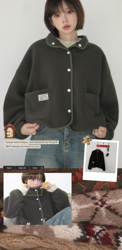 秋冬預訂｜貼布紐扣抓絨外套