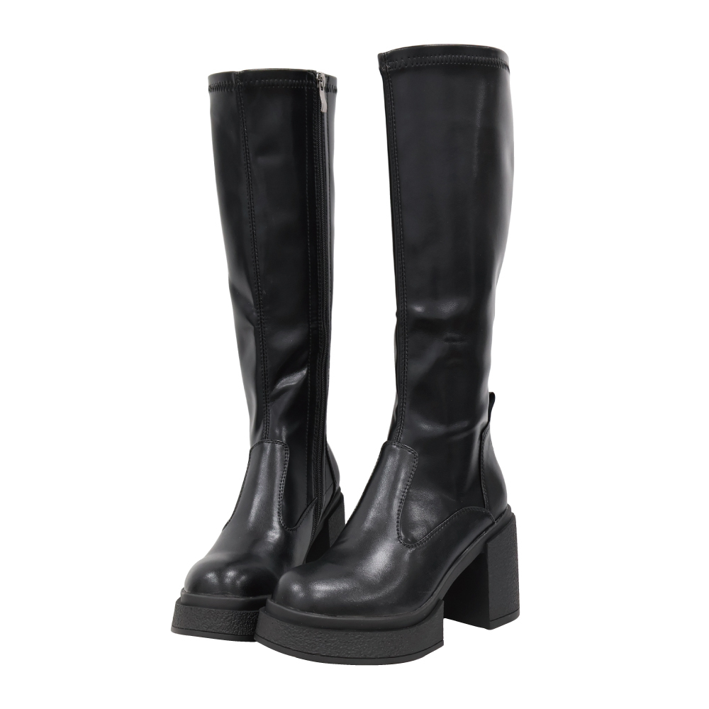 (現+預) 氣勢長腿粗跟厚底長靴 -2色