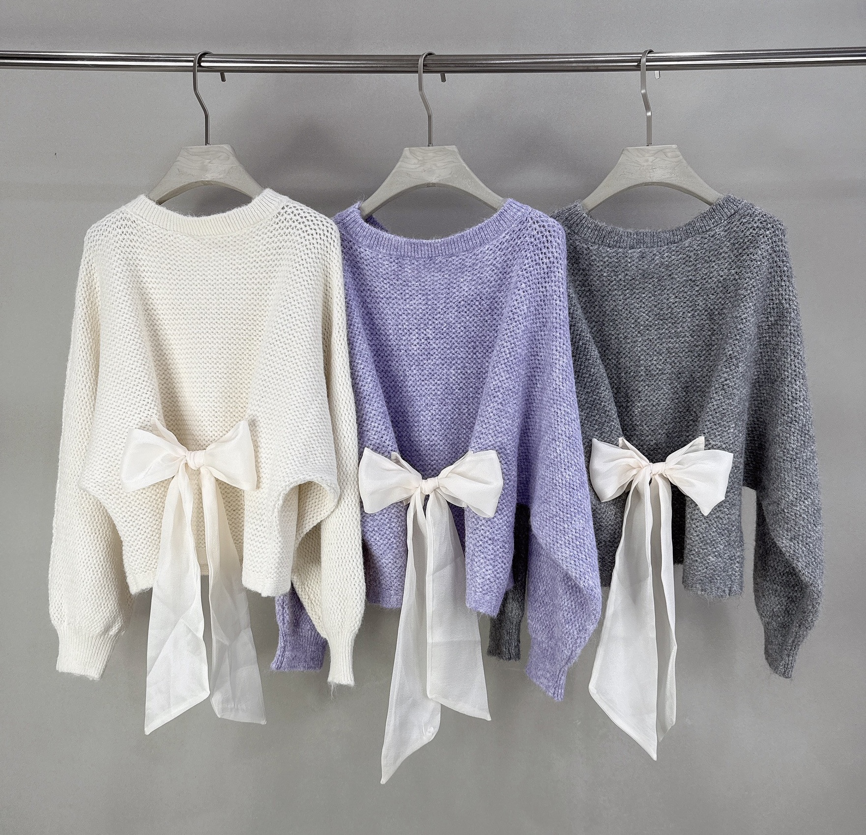 仙女後綁蝴蝶結針織上衣