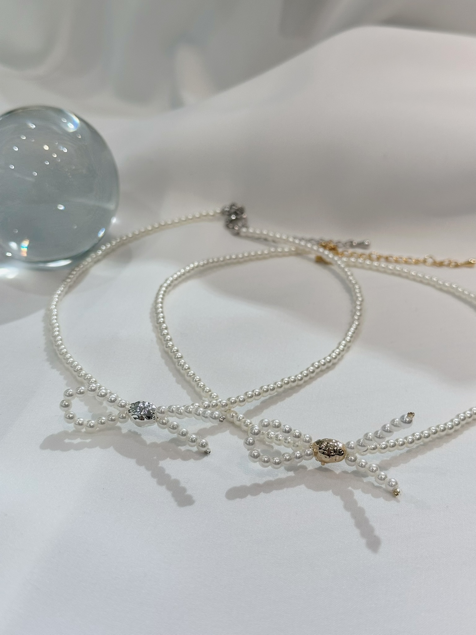 珍珠蝴蝶結頸鏈