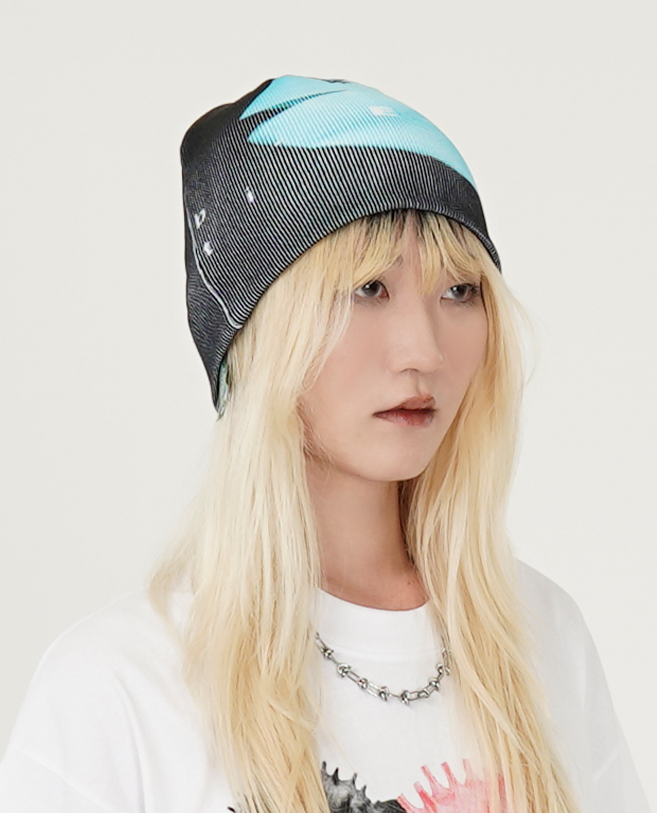 b.Eautiful x LTTT Burst Beanie (Black / Light Blue) - Collaboration