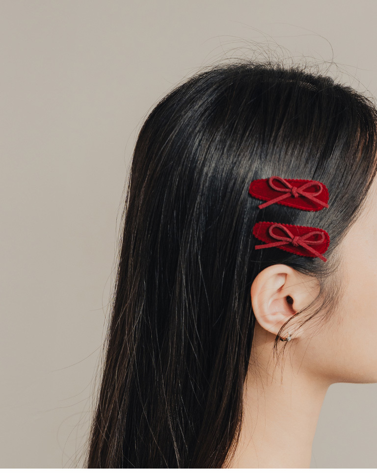 Vintage velvet lace bow hair clip set, available in three colors【07090422】in stock+pre-order