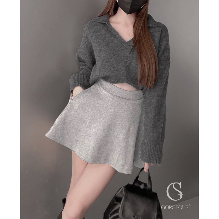 G9772「高磅蛋白羊絨波浪褲裙」