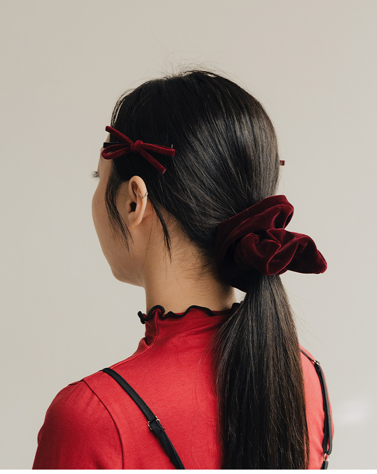 Velvet bow hair clip set, available in three colors【07090423】in stock+pre-order