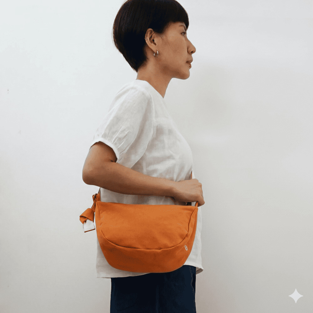 【新上市】盈月  斜背帆布包 柿子橘