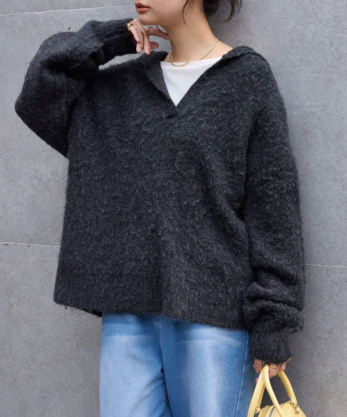 #現貨 日本限定 MONO-MART 女款 混羊毛 軟綿起毛 V領開襟連帽針織衫 三色