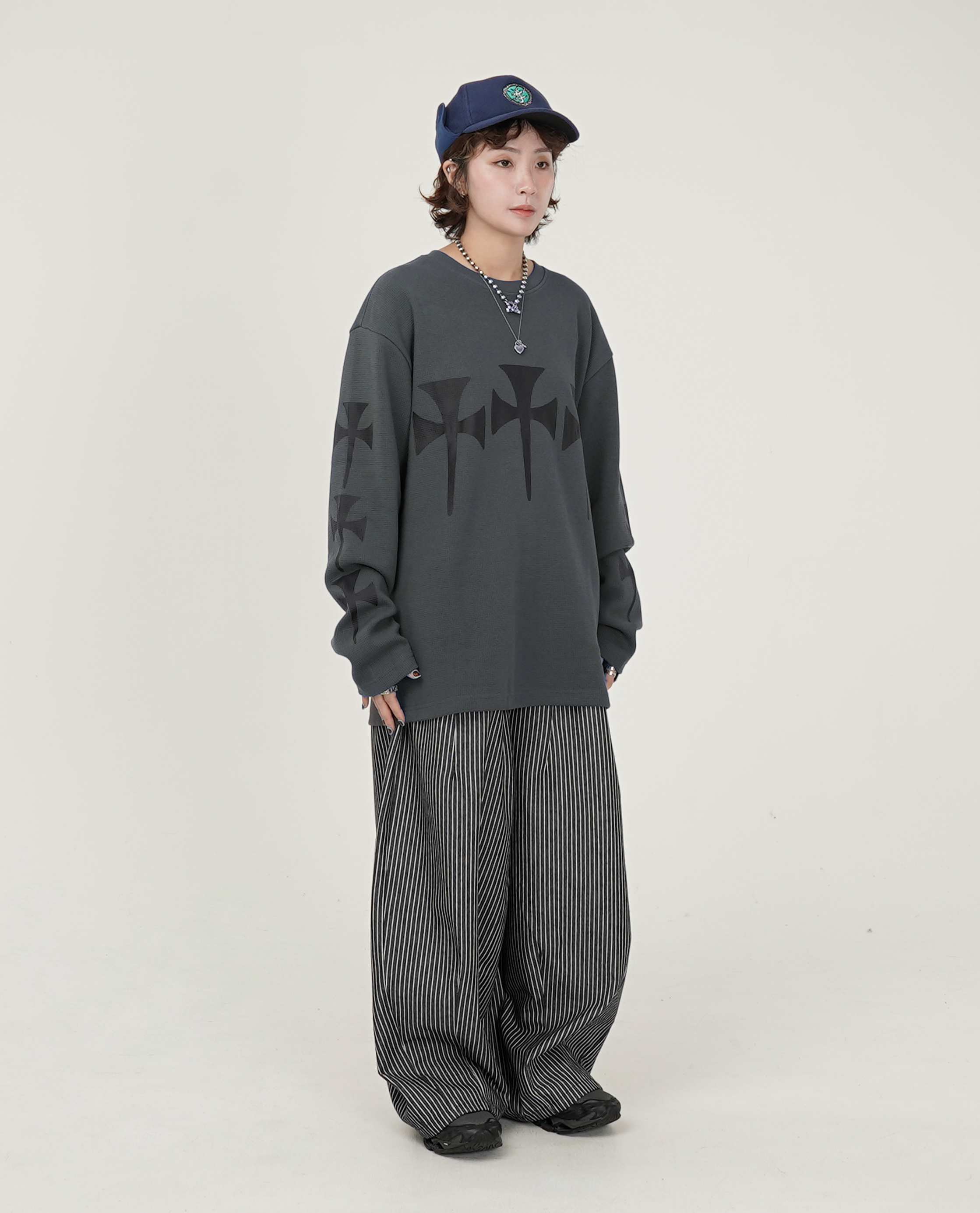 The Trilogy Tapes TTT THREE CROSS WAFFLE LONGSLEEVE - 25FW