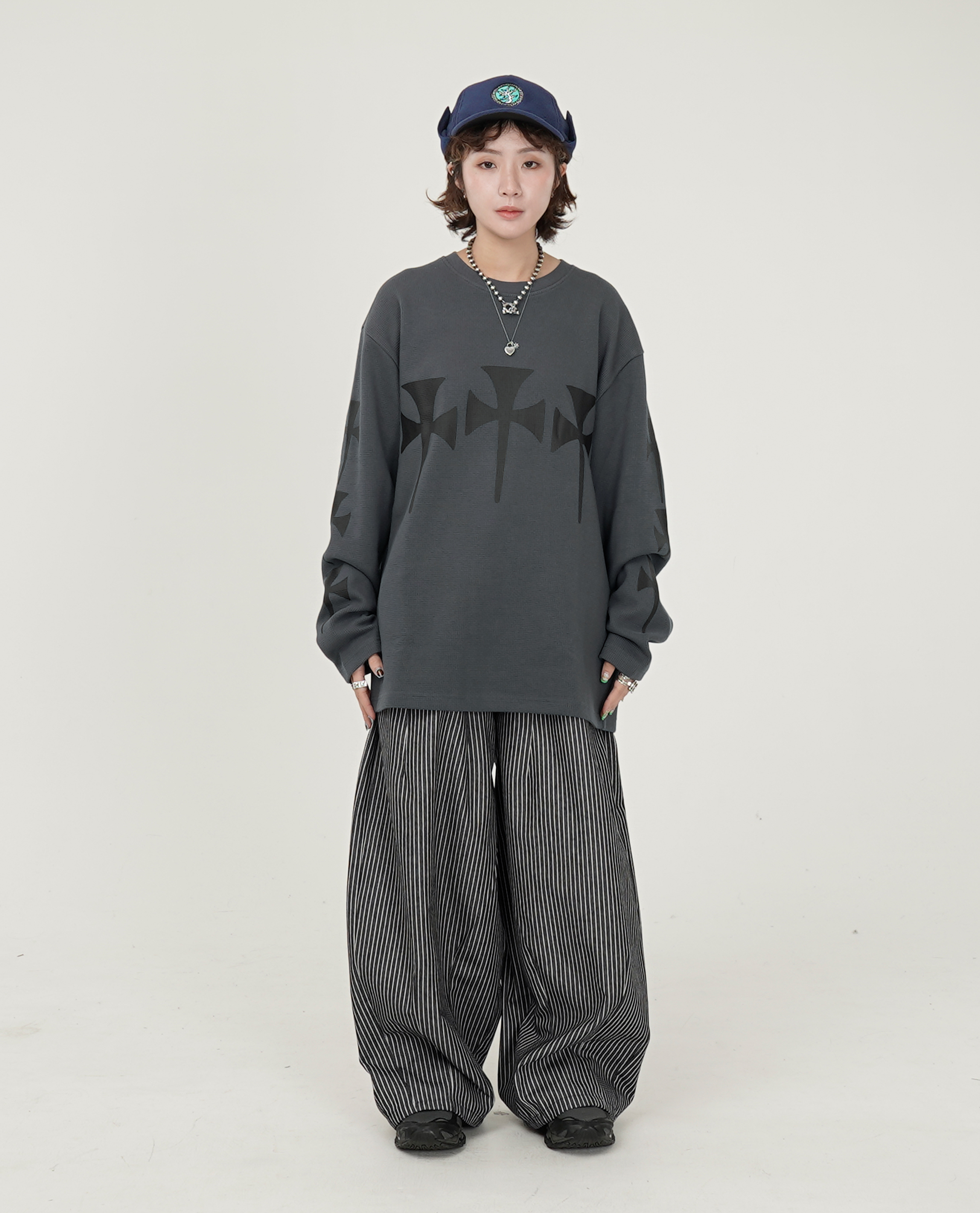 The Trilogy Tapes TTT THREE CROSS WAFFLE LONGSLEEVE - 25FW