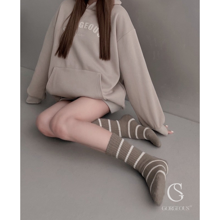 G8468「橫條羊毛長襪」