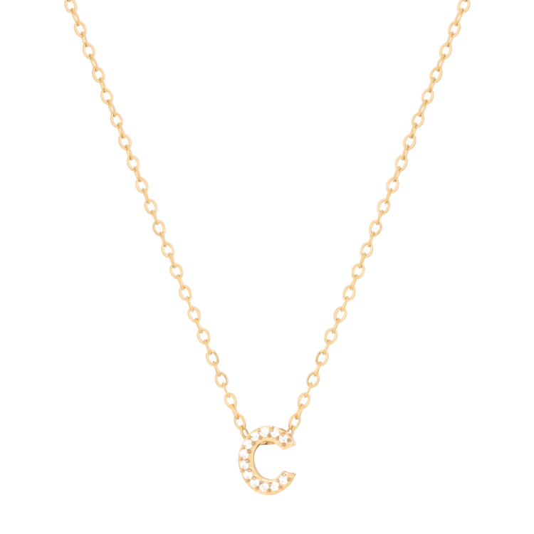 白鋼項鍊，女士項鍊 微鑲鋯字母C凝聚光點；把文字化為專屬記號（4189 C）