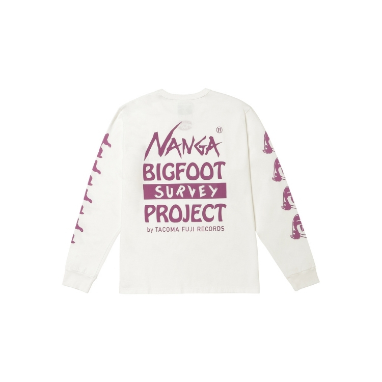 NANGA×TACOMA FUJI RECORDS BIGFOOT SURVEY PROJECT LOGO LS TEE