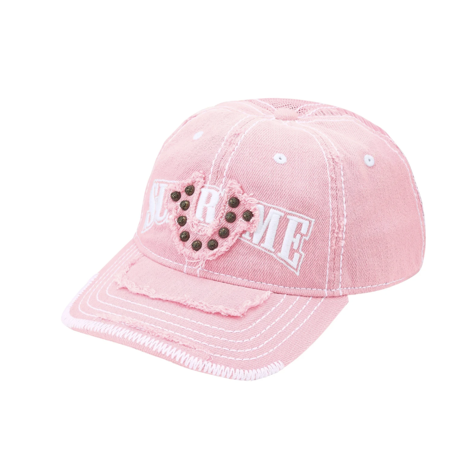 -(B06)-SUPREME TRUE RELIGION MESH BACK 6-PANEL 聯名款 車線 破壞 卯丁 六分割帽 黑色/單寧藍/粉色-FW25H19