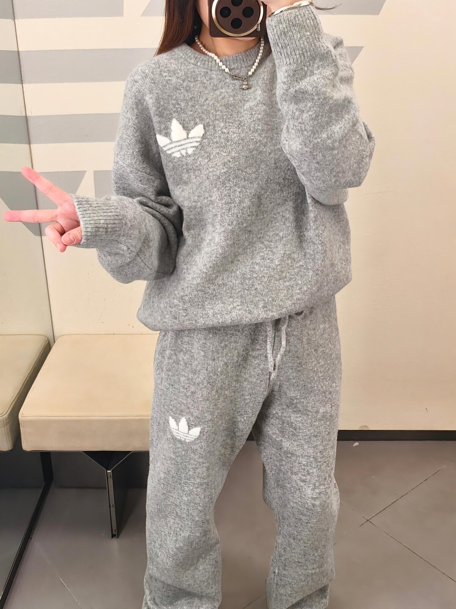 Adidas Originals Athletic Dept 灰色毛絨針織套裝 毛衣 長褲 羊毛灰 寬鬆 慵懶風 簡約 男女款/預購