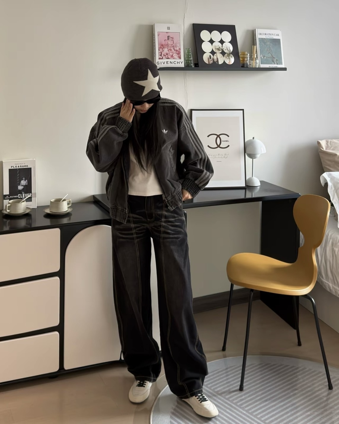 ADIDAS ORIGINALS 新年限定款 中國結 牛仔外套 三線 三葉草 黑色 藍色