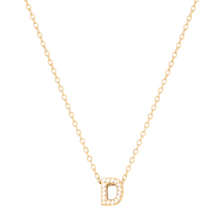 白鋼項鍊，女士項鍊 微鑲鋯字母D凝聚光點；把文字化為專屬記號（4189 D）