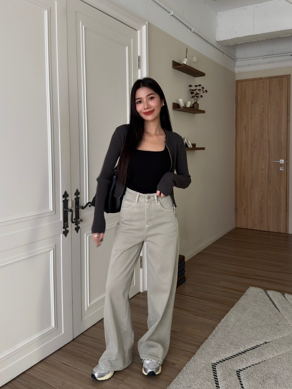 超修身內刷毛牛仔寬褲